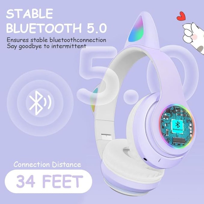 سماعات راس لاسلكية بإضاءة LED