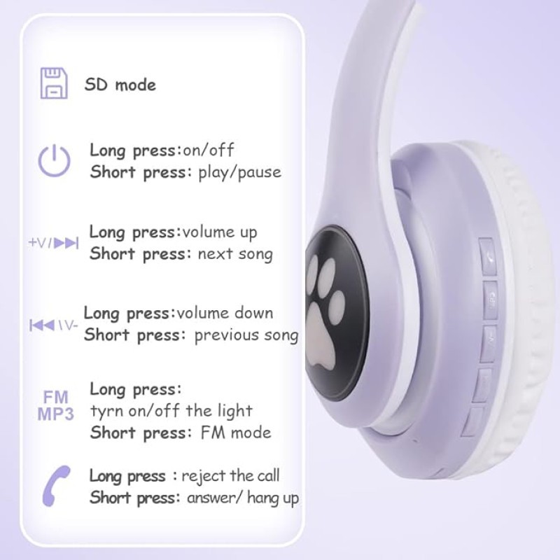 سماعات راس لاسلكية بإضاءة LED