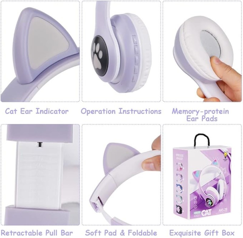سماعات راس لاسلكية بإضاءة LED